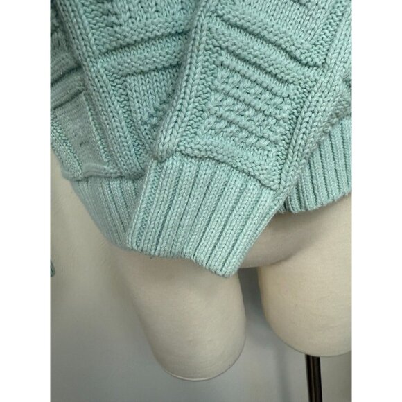 Vintage GAP Seafom Green Fancy Knit Ramie Blend Sweater Size Medium Cottage Core - Picture 5 of 13